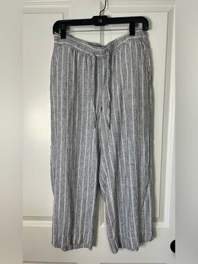 GAP Women’s Linen Blue and White Stripe Linen Pants
